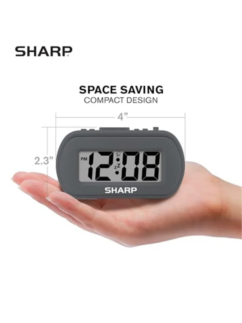 Bedside Digital Alarm Clock Battery Operated Black LCD Display Snooze Light